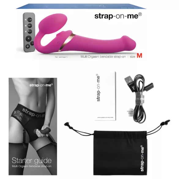 Strap-on-me M - δονητής με ζώνη, κυματιστού αέρα (ροζ)