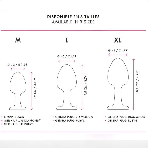 Dorcel - δονούμενο πρωκτικό βύσμα με ροζ πέτρα - μέγεθος M - μαύρο