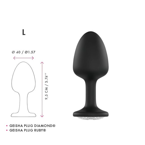 Dorcel Geisha Plug Diamond L - μαύρο πρωκτικό plug με λευκή πέτρα