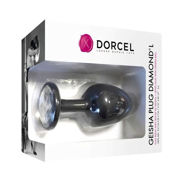 Dorcel Geisha Plug Diamond L - μαύρο πρωκτικό plug με λευκή πέτρα
