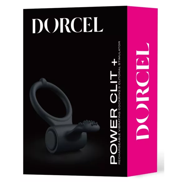 Dorcel Power Clit Plus - επαναφορτιζόμενο, δονητικό δαχτυλίδι πέους (μαύρο)