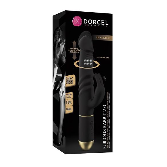 Dorcel - rabbit δονητής με ώθηση & δόνηση κλειτορίδας - μαύρο