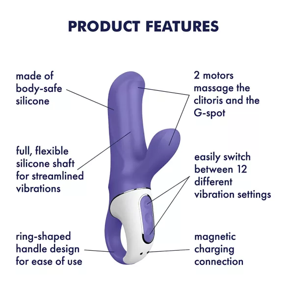 Satisfyer Magic Bunny - αδιάβρονος δονητής με κλειτοριδικό βραχίονα (μωβ)