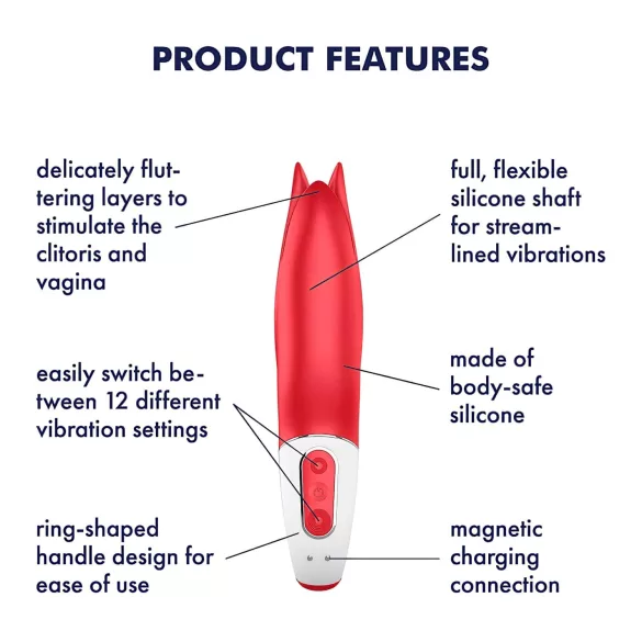 Satisfyer Power Flower - επαναφορτιζόμενος, αδιάβροχος δονητής (κόκκινος)