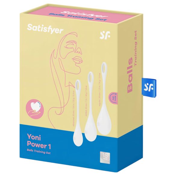 Satisfyer Yoni Power 1 - σετ μπάλες kegel - λευκό - 3 τεμάχια