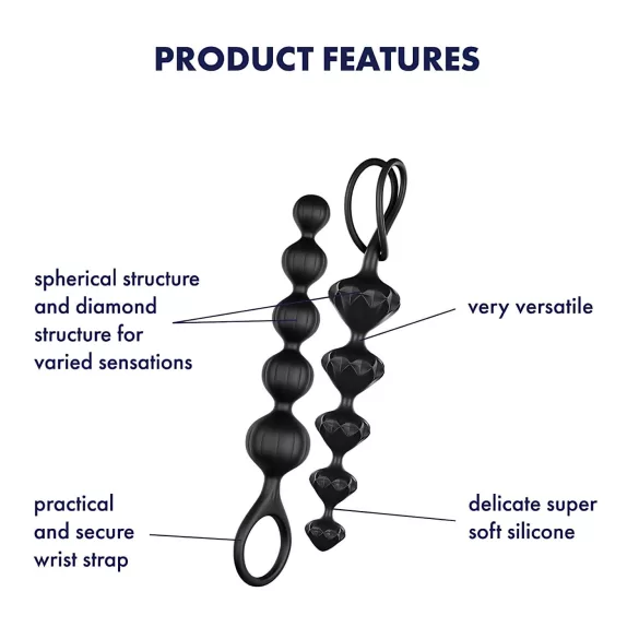 Satisfyer Love Beads - σετ πρωκτικά δονητά με χάντρες - μαύρο