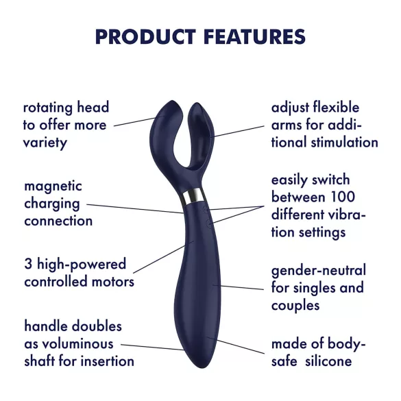 Satisfyer Endless Fun - δονητής ζευγαριών επαναφορτιζόμενος αδιάβροχος μπλε