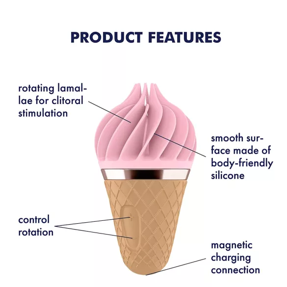 Satisfyer Sweet Treat - επαναφορτιζόμενο, περιστρεφόμενο δονητή κλειτορίδας (ροζ-καφέ)