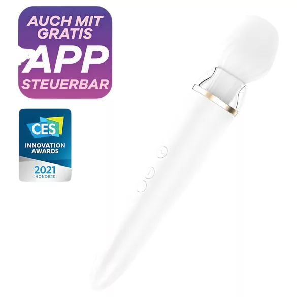 Satisfyer Double Wand-er - έξυπνο μασάζ δονητής - λευκό
