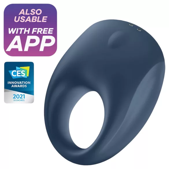 Satisfyer Strong One - δαχτυλίδι πέους με δόνηση, ελεγχόμενο μέσω εφαρμογής, για άνδρες (μπλε)