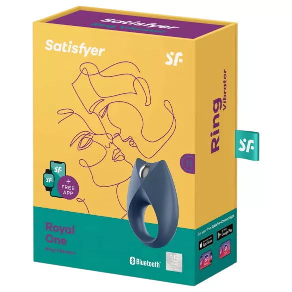 Satisfyer Royal One - Δαχτυλίδι πέους με δόνηση με έλεγχο μέσω εφαρμογής, για άνδρες (μπλε)