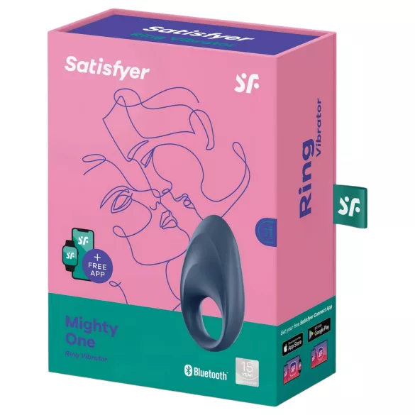 Satisfyer Mighty One - δαχτυλίδι πέους με δόνηση Bluetooth - μπλε