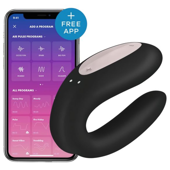 Satisfyer Double Joy - Έξυπνος Αδιάβροχος Δονητής για Ζευγάρια (Μαύρο)