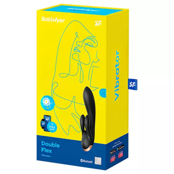Satisfyer Double Flex - Δονητής με βραχίονα κλειτορίδας με έλεγχο μέσω εφαρμογής (μαύρος)