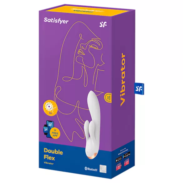 Satisfyer Double Flex - Δονητής με βραχίονα κλειτορίδας με έλεγχο μέσω εφαρμογής (λευκός)