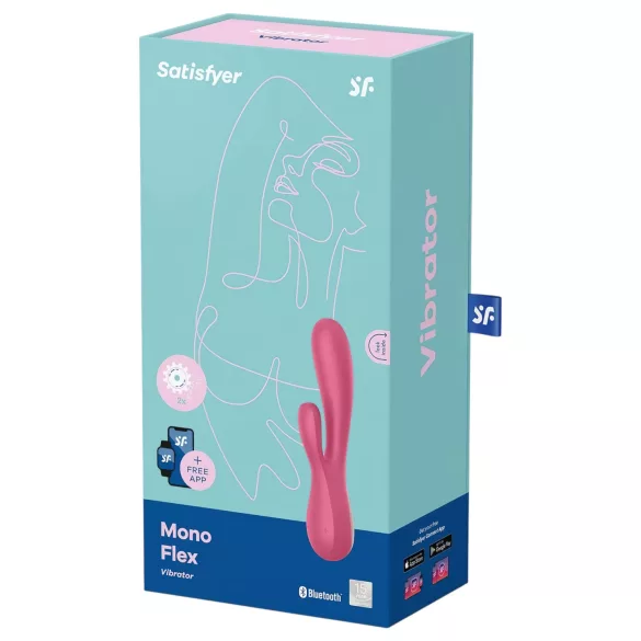 Satisfyer Mono Flex - δονητής rabbit αδιάβροχος με εφαρμογή - κόκκινο