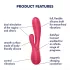 Satisfyer Mono Flex - δονητής rabbit αδιάβροχος με εφαρμογή - κόκκινο