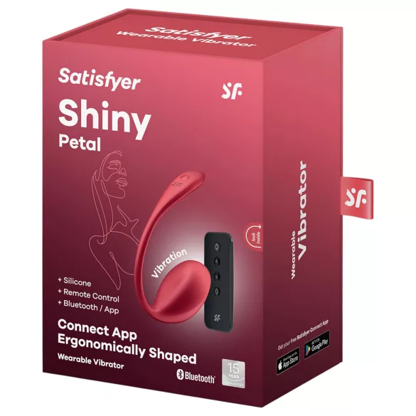 Satisfyer Shiny Petal - δονούμενο αυγό με τηλεχειριστήριο - κόκκινο