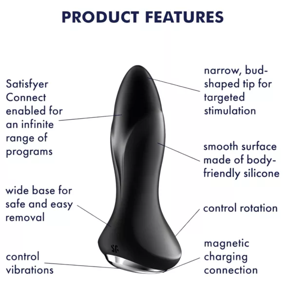 Satisfyer Rotator Plug 1 - δονητής πρωκτού με χάντρες (μαύρος)