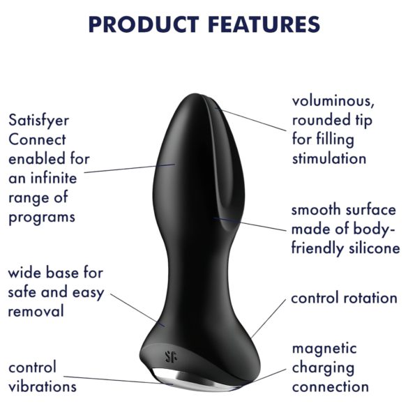 Satisfyer - δονούμενο πρωκτικό βύσμα με σφαιρίδια - μαύρο