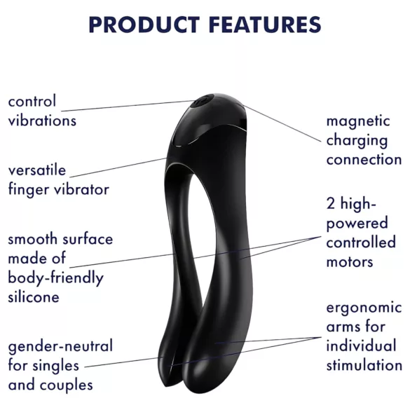 Satisfyer Candy Cane - επαναφορτιζόμενος αδιάβροχος διπλός δονητής (μαύρο)