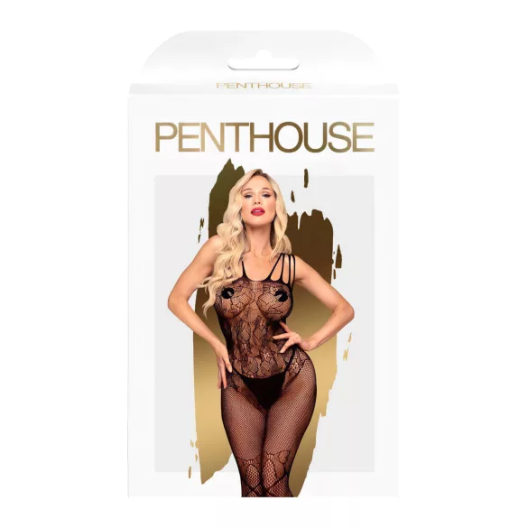 Penthouse - ολόσωμη φόρμα με άνοιγμα - διχτυωτή - μαύρη - XL