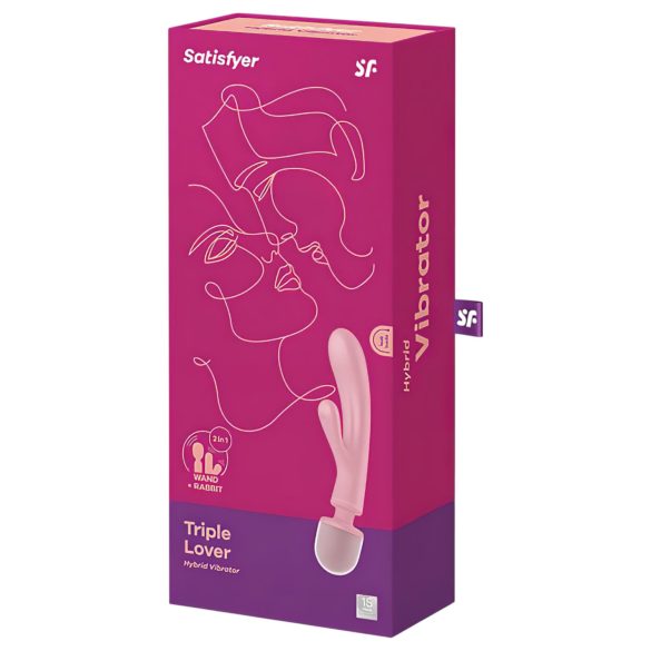 Satisfyer Triple Lover - δονητής σημείου G και μασάζ - ροζ