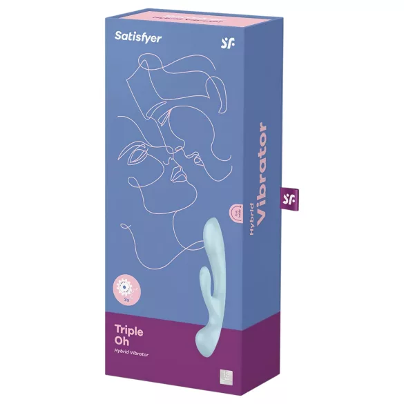 Satisfyer Triple Oh - δονητής με επαναφορτιζόμενη μπαταρία και βραχίονα κλειτορίδας (μπλε)