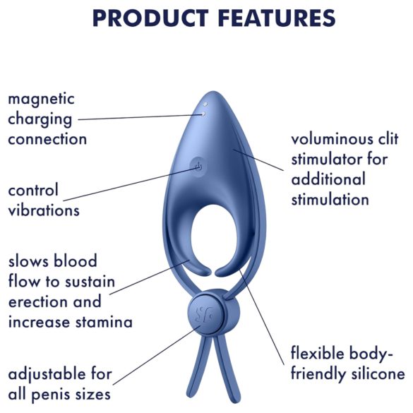 Satisfyer Sniper - δονητικό δαχτυλίδι πέους επαναφορτιζόμενο μπλε