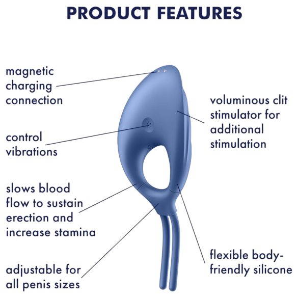 Satisfyer Swordsman - δονητικό δαχτυλίδι πέους επαναφορτιζόμενο - μπλε