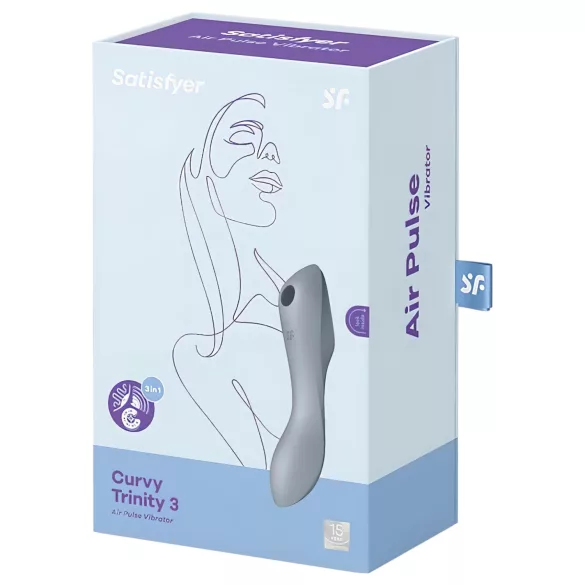 Satisfyer Curvy Trinity 3 - γυναικείος δονητής με αναρρόφηση 2σε1 - γκρι