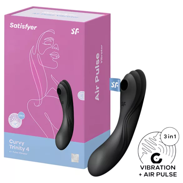 Satisfyer Curvy Trinity 4 - δονητής 2-σε-1 με κύματα αέρα (μαύρος)