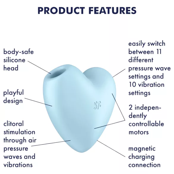 Satisfyer Cutie Heart - επαναφορτιζόμενο δονητή κλειτορίδας με κύματα αέρα (μπλε)