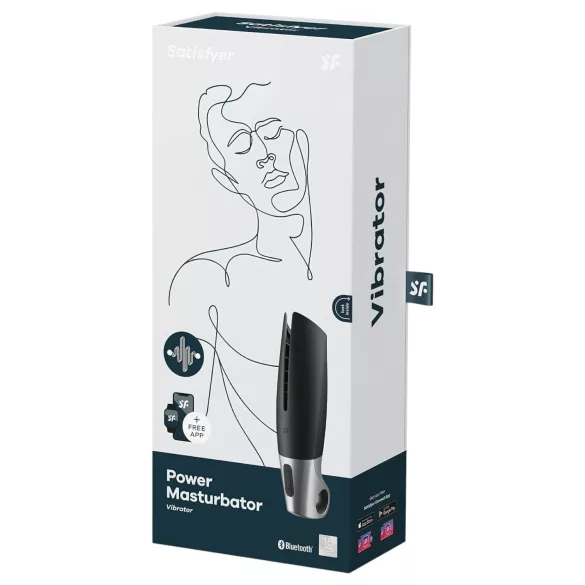 Satisfyer Power - ανδρικό masturbator - επαναφορτιζόμενο, έξυπνο - μαύρο