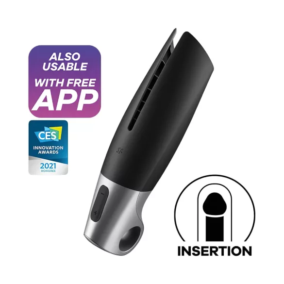 Satisfyer Power - ανδρικό masturbator - επαναφορτιζόμενο, έξυπνο - μαύρο