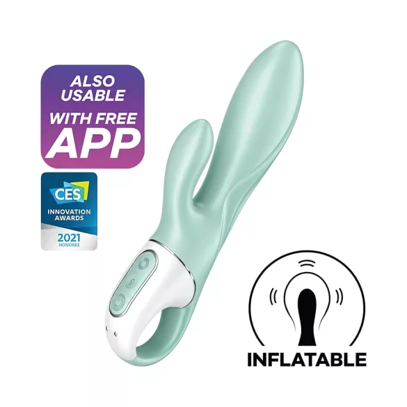 Satisfyer Air Pump Bunny 5 - Δονητής με αντλία με έλεγχο μέσω εφαρμογής (μέντα)