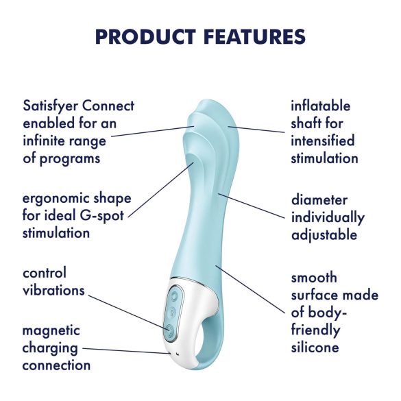 Satisfyer - δονητής με αντλία αέρα - έξυπνος, αντλούμενος, μπλε