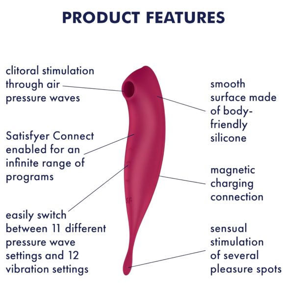Satisfyer Twirling Pro - δονητής κλειτορίδας 2 σε 1 - έξυπνο - κόκκινο
