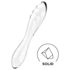   Satisfyer Dazzling Crystal 1 - διπλό γυάλινο ομοίωμα πέους - διάφανο