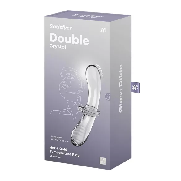 Satisfyer Double Crystal - διπλό γυάλινο δονητήρι - διαφανές