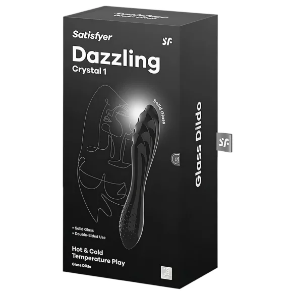 Satisfyer Dazzling Crystal 1 - διπλό γυάλινο δονητής - μαύρο