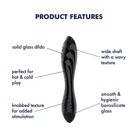 Satisfyer Dazzling Crystal 1 - διπλό γυάλινο δονητής - μαύρο