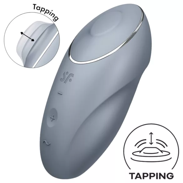 Satisfyer Tap & Climax 1 - γυναικείος δονητής κλειτορίδας 2 σε 1 - γκρι