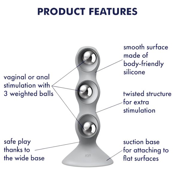 Satisfyer - δονητής με μπάλες - γκρι - τριπλή διείσδυση