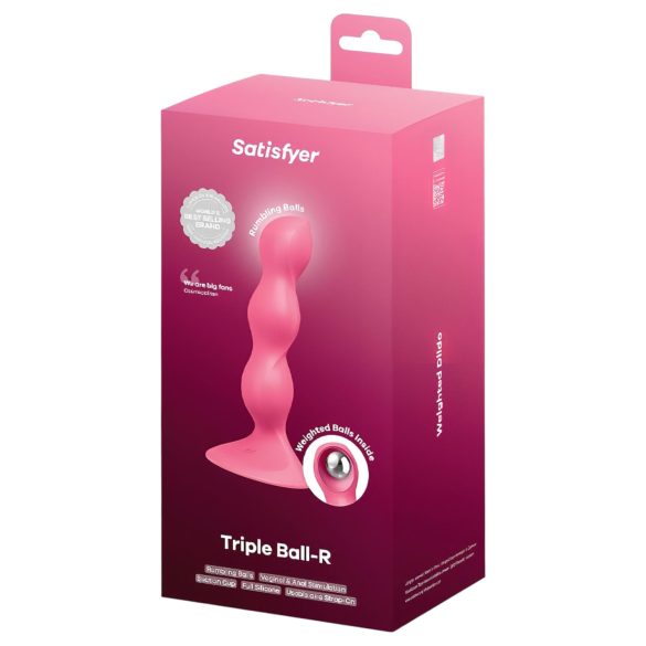 Satisfyer Triple Ball-R - δονούμενο πρωκτικό παιχνίδι με χάντρες - ροζ