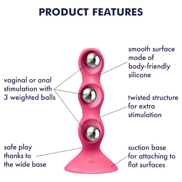Satisfyer Triple Ball-R - δονούμενο πρωκτικό παιχνίδι με χάντρες - ροζ