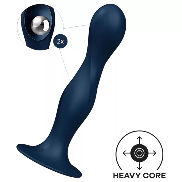 Satisfyer Double Ball-R - δονούμενο dildo με βάρος - μπλε
