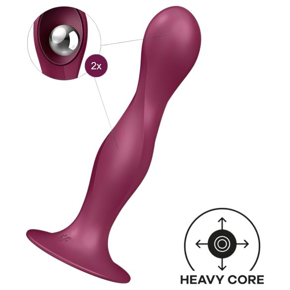 Satisfyer Double Ball-R - δονητής με βεντούζα και βάρος - σιλικόνη κόκκινο