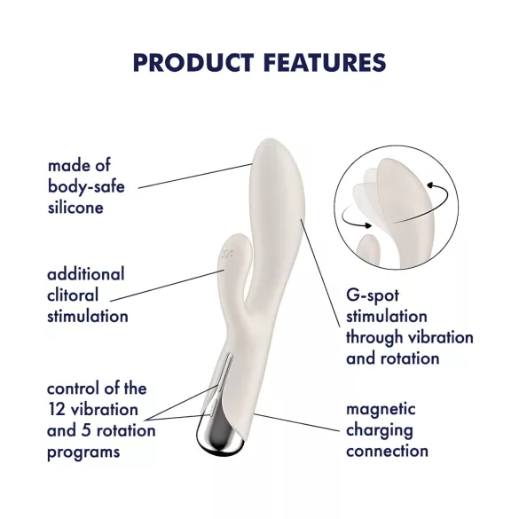 Satisfyer Spinning Rabbit 1 - δονητής με περιστρεφόμενο βραχίονα κλειτορίδας (μπεζ)