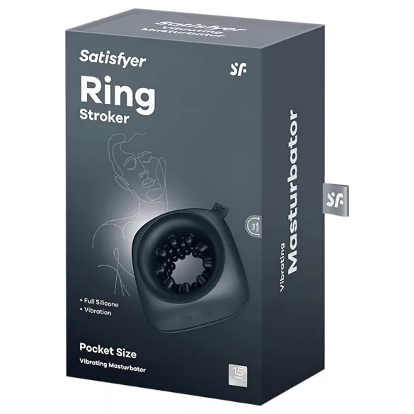 Satisfyer Ring Stroker - επαναφορτιζόμενος δονητής-μαστορμπέισον (μαύρος)